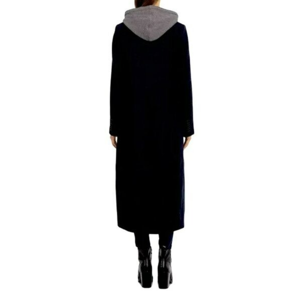 Avec Les Filles Black Wool Coat Removable Hoodie Jacket NWT Size Small - Picture 3 of 10